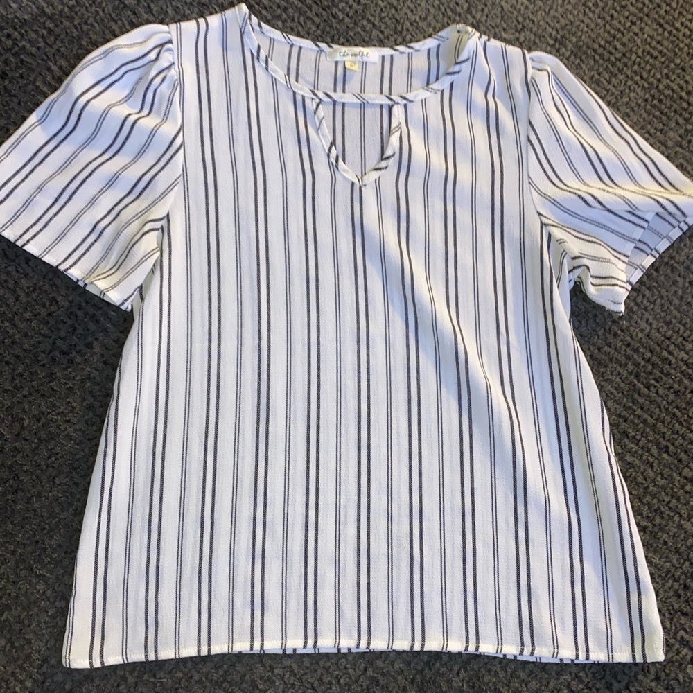 Black and white vertical stripped blouse